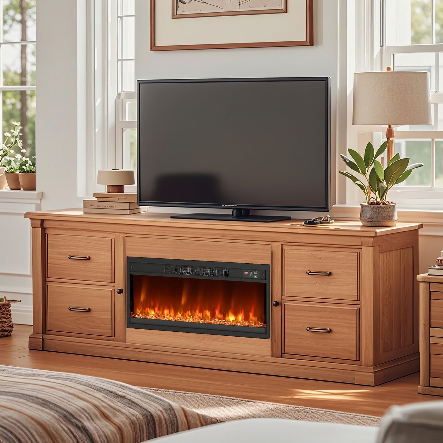 26 Inch Electric Fireplace Insert, 1500W, Remote Control, Black Fireplaces at Gallery Canada
