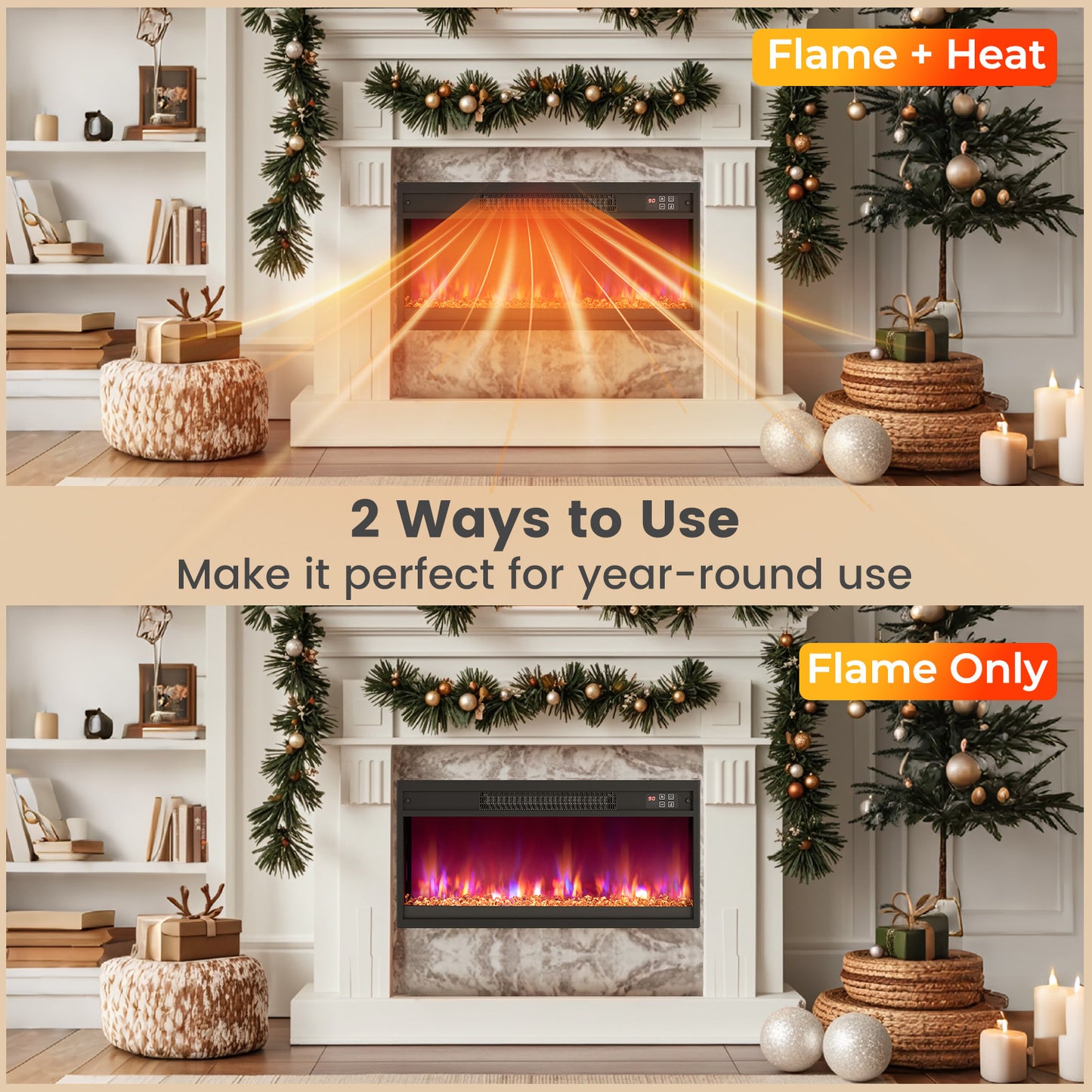 26 Inch Electric Fireplace Insert, 1500W, Remote Control, Black Fireplaces at Gallery Canada