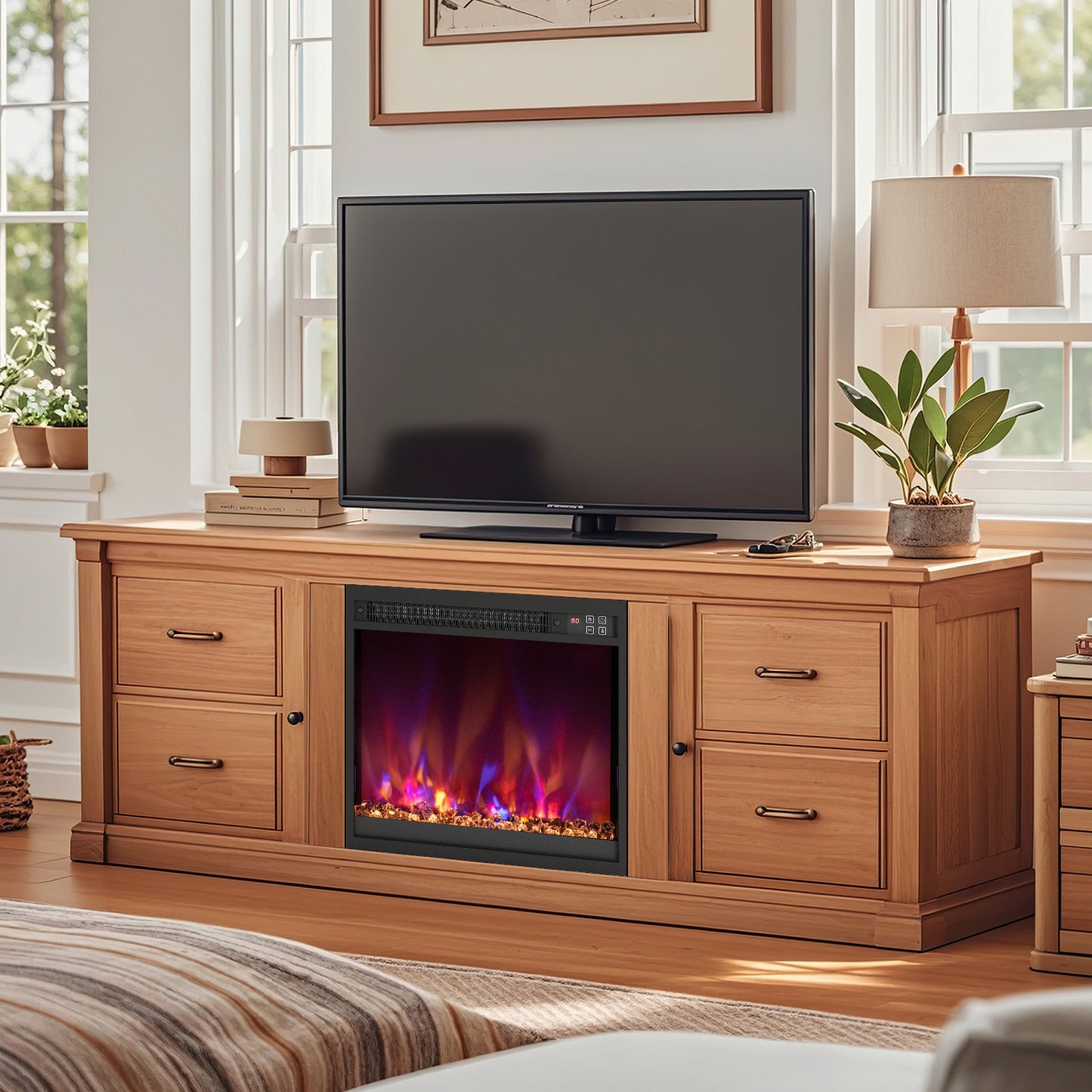 18 Inch 1500W Electric Fireplace Insert, Remote Control, Black Fireplaces at Gallery Canada