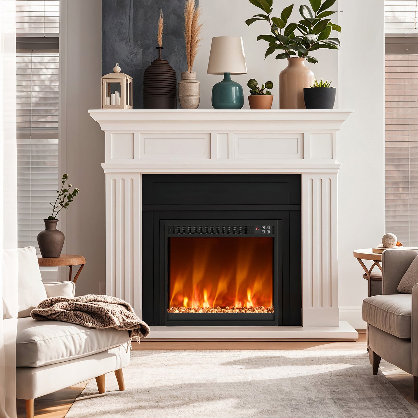 18 Inch 1500W Electric Fireplace Insert, Remote Control, Black Fireplaces at Gallery Canada