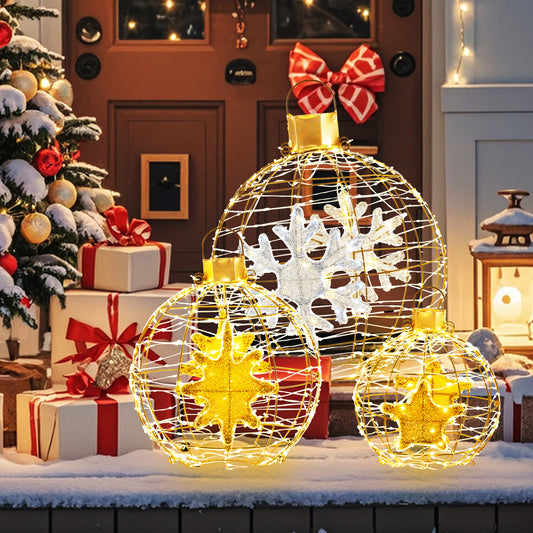 3 Pre-Lit Lantern Balls, 732 LED Lights, Golden Christmas Decor & Accessories Golden at Gallery Canada