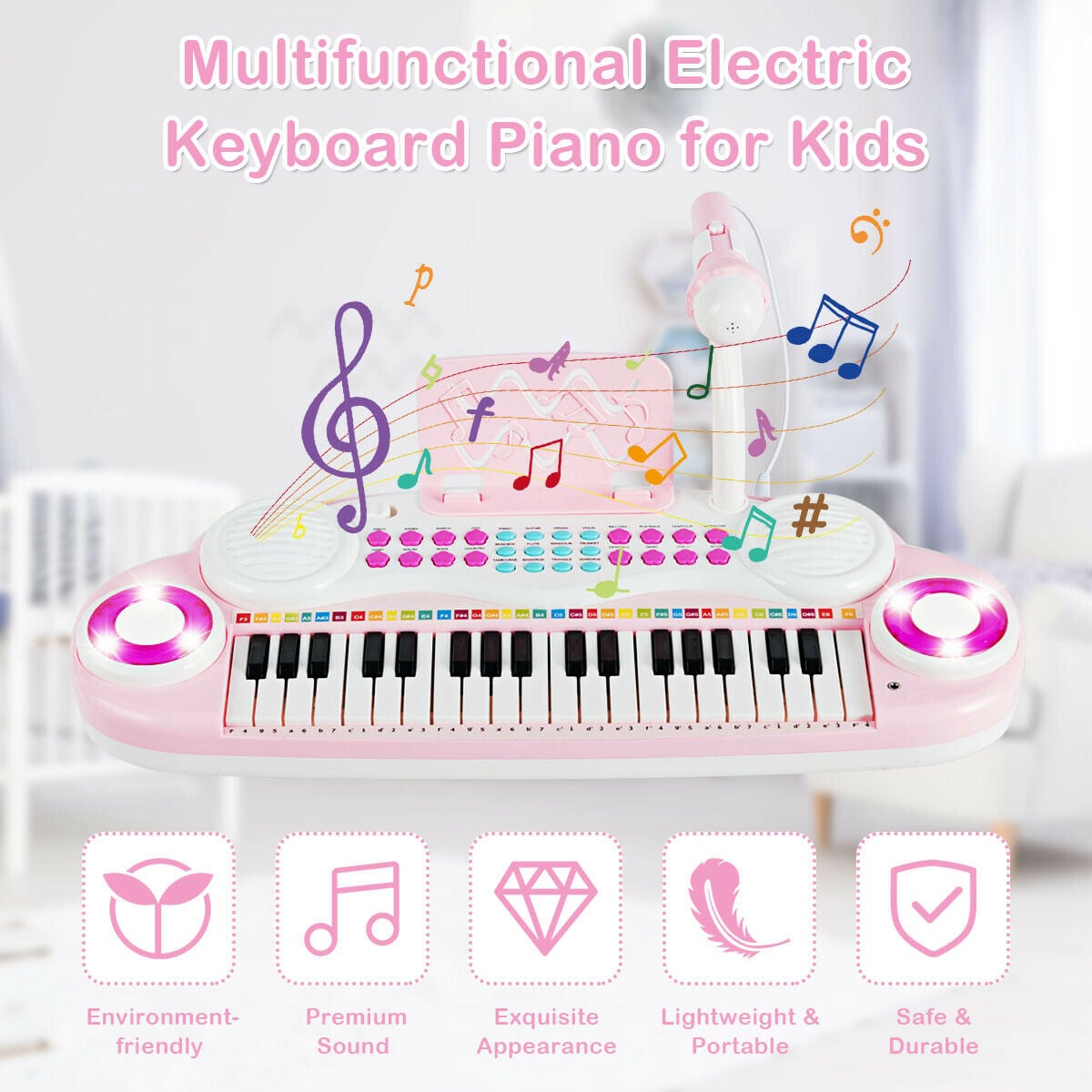 37 Electric Keyboard Piano With Microphone, Pink Pianos & Keyboards at Gallery Canada