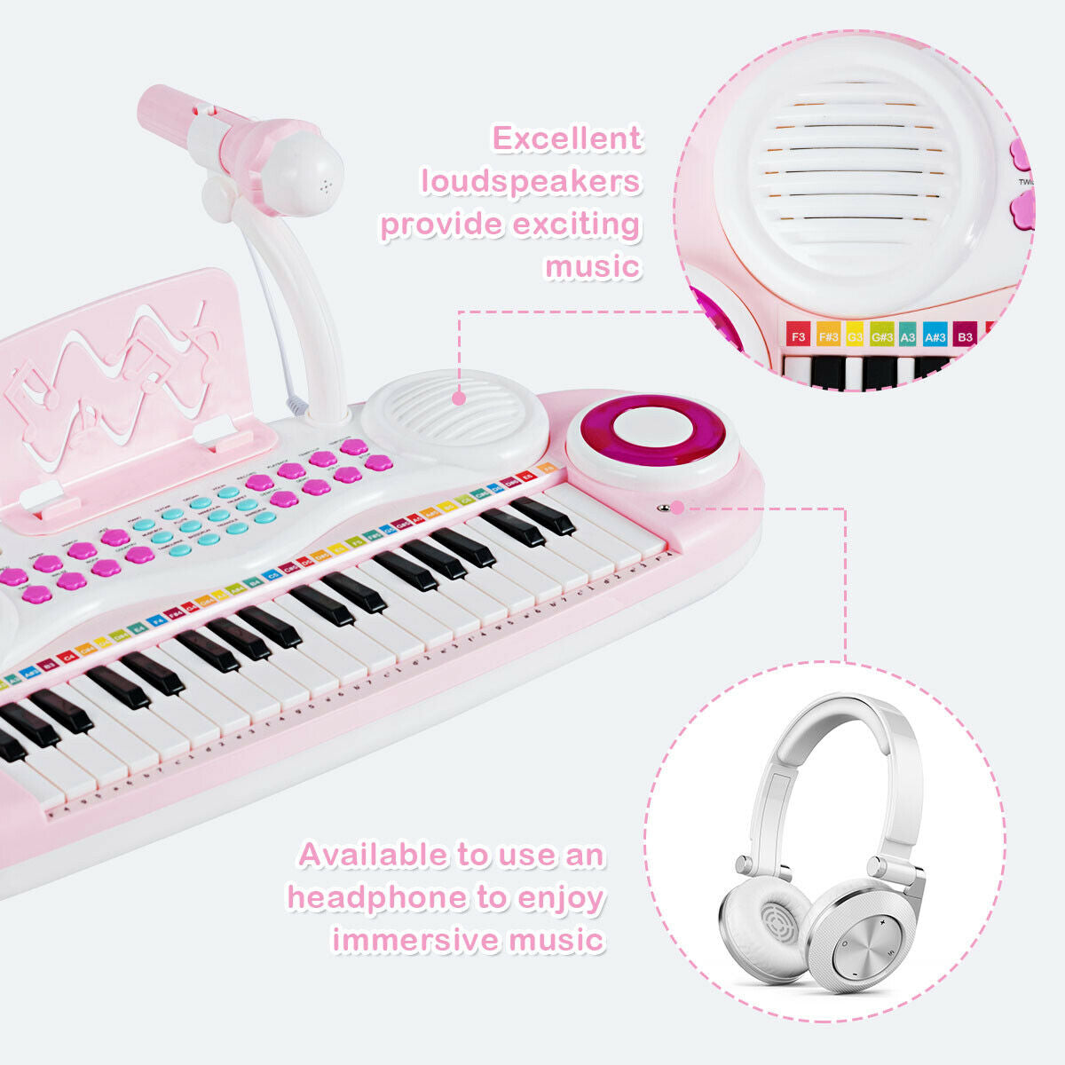 37 Electric Keyboard Piano With Microphone, Pink Pianos & Keyboards at Gallery Canada