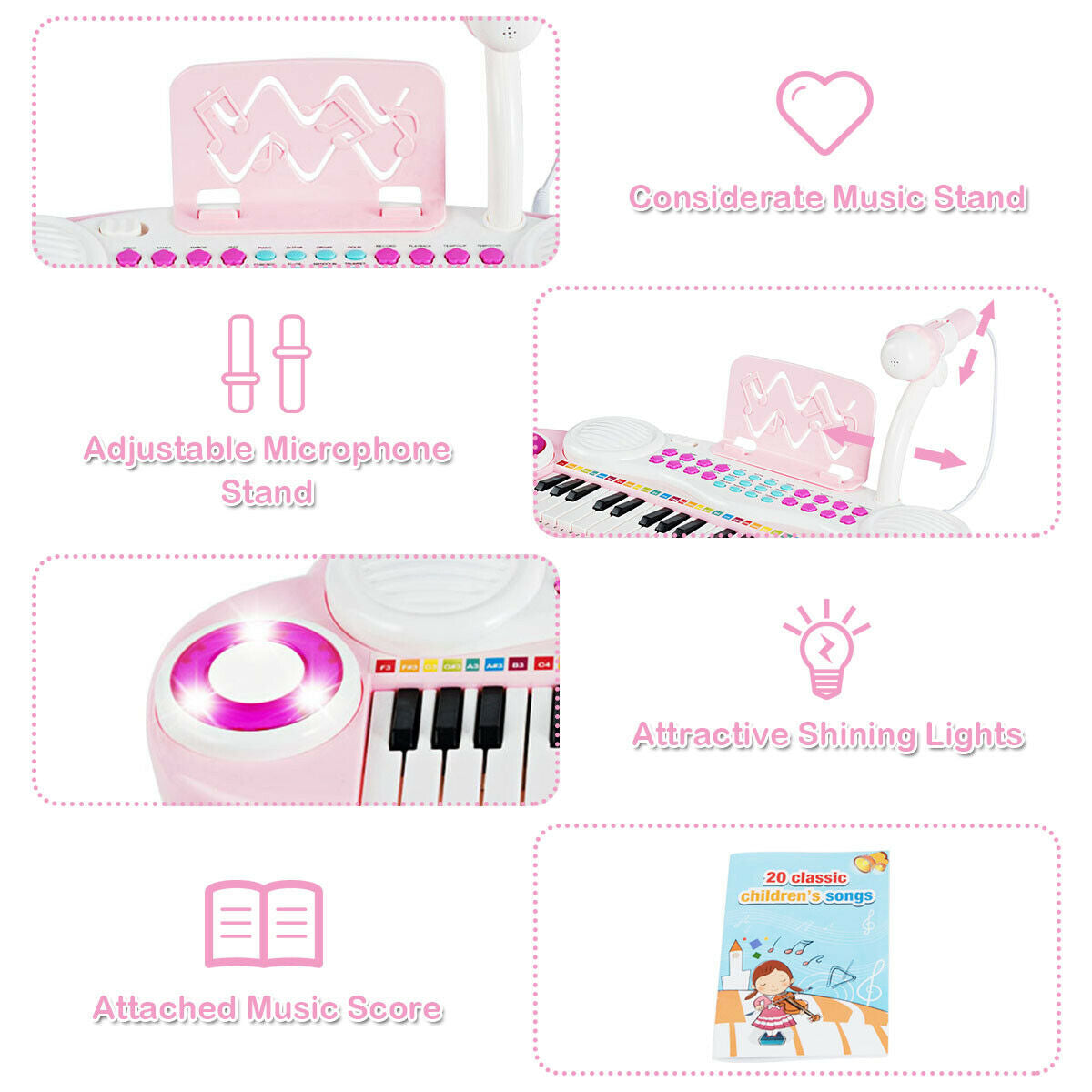 37 Electric Keyboard Piano With Microphone, Pink Pianos & Keyboards at Gallery Canada