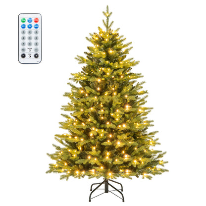5 ft Artificial Christmas Tree, Hinged, 11 Lighting Modes, Remote Control, Green Christmas Tree at Gallery Canada