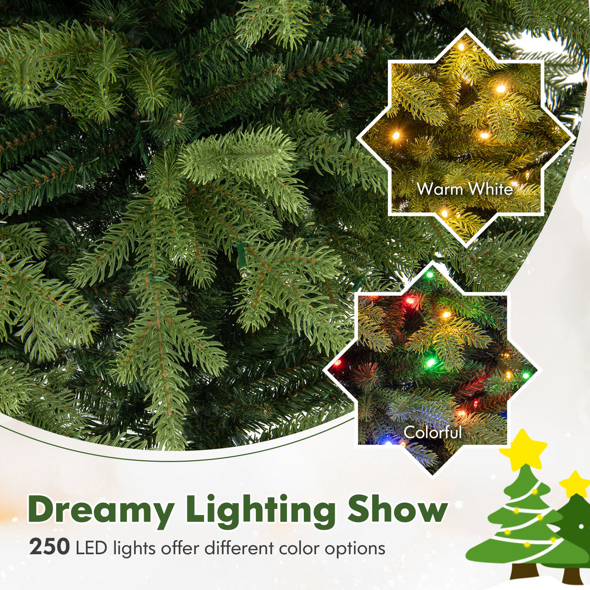 5 ft Artificial Christmas Tree, Hinged, 11 Lighting Modes, Remote Control, Green Christmas Tree at Gallery Canada