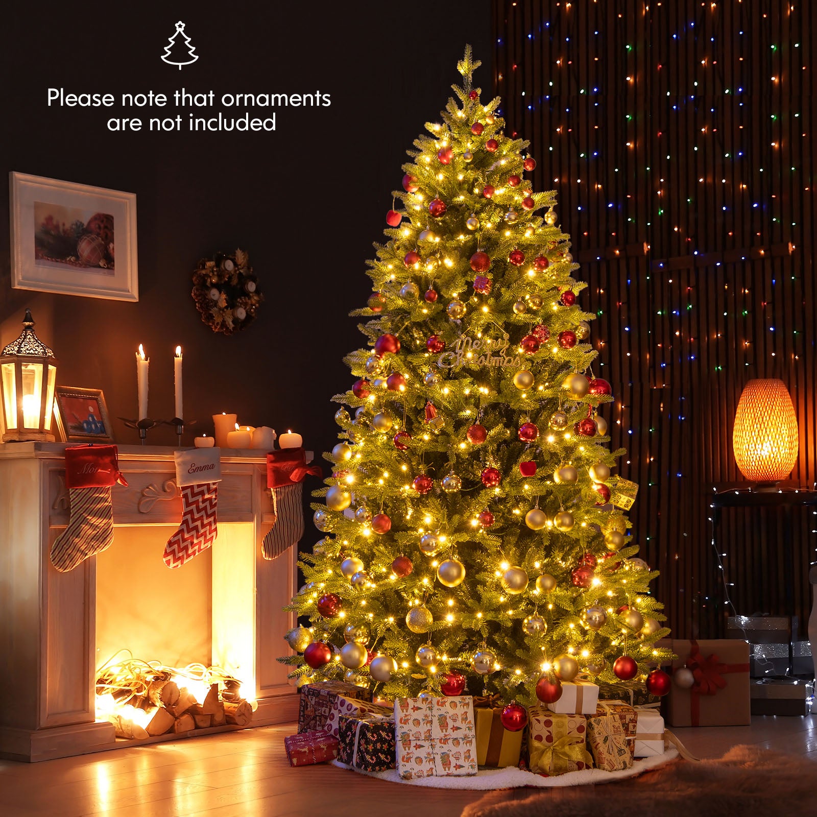 7 Ft Artificial Christmas Tree, Hinged, 11 Lighting Modes, Remote, Green Christmas Tree at Gallery Canada