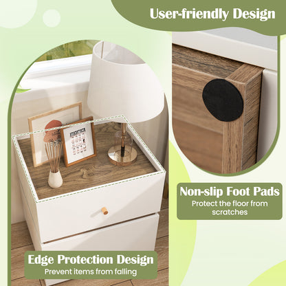 Modern Nightstand, 2-Drawer Storage, Natural White Nightstands at Gallery Canada