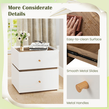 Modern Nightstand, 2-Drawer Storage, Natural White Nightstands at Gallery Canada