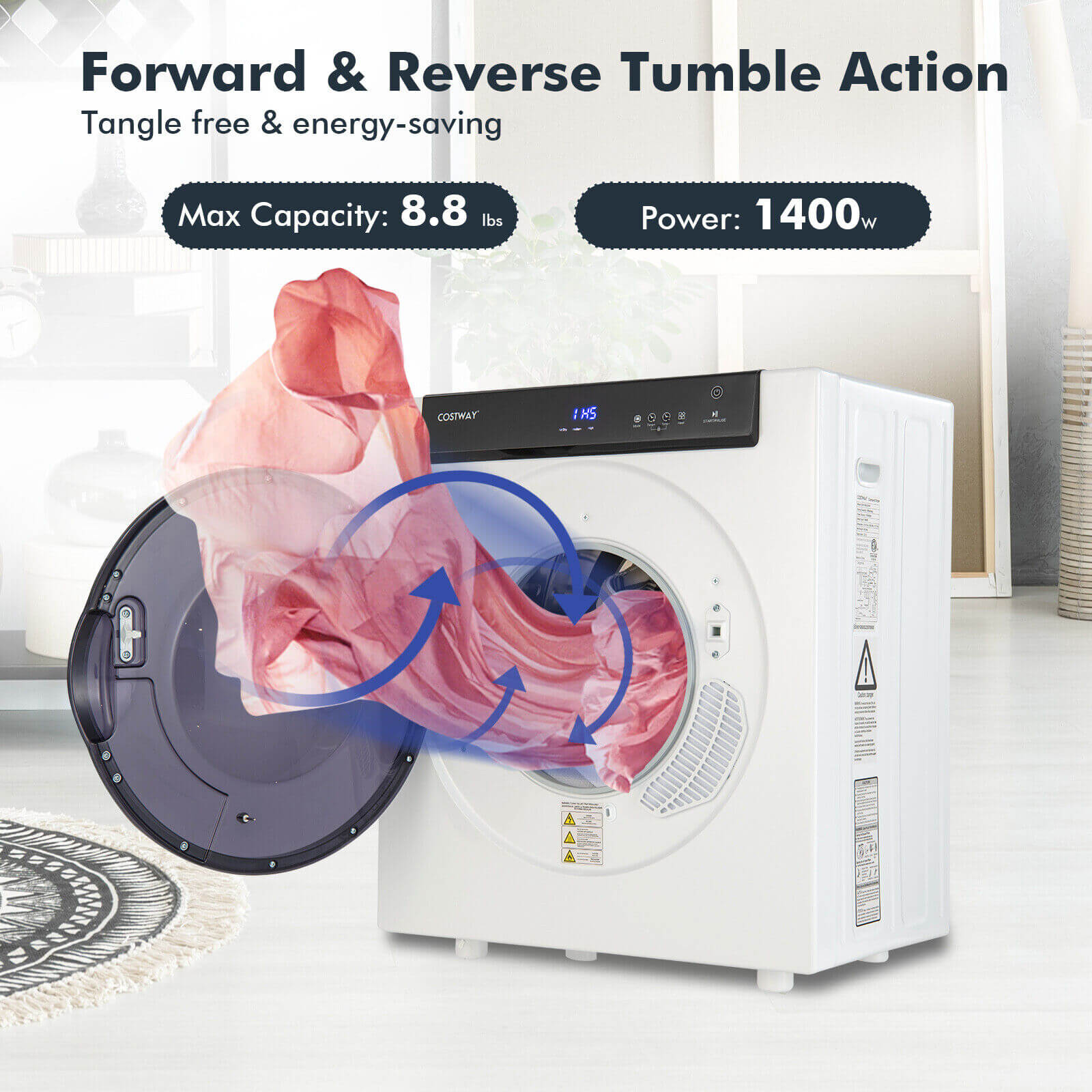 2.6 Cu.ft Compact Clothes Dryer, Touch Panel, 2 Modes, White Dryers at Gallery Canada