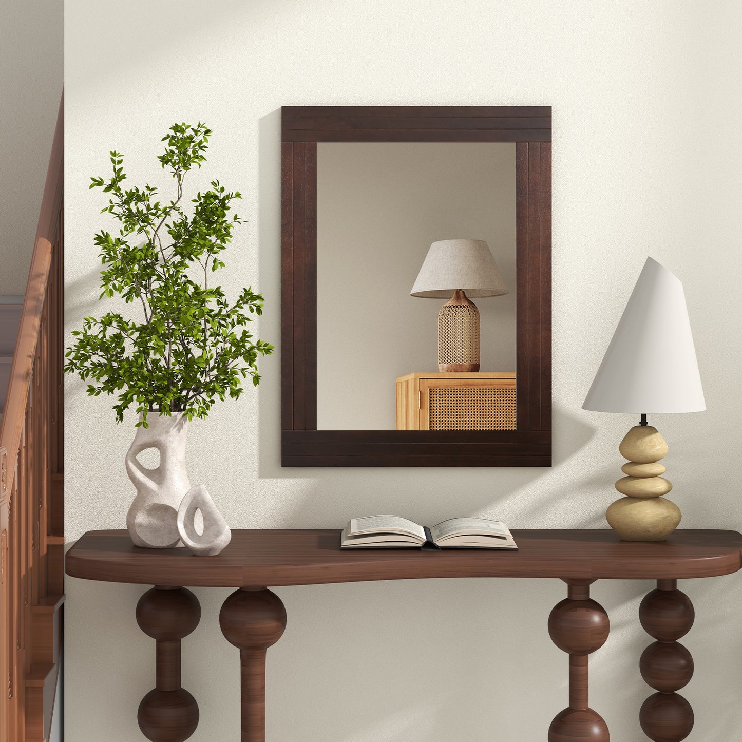 Wood Framed Wall Mirror, For Bedroom Living Room, Brown Wall Mirrors at Gallery Canada