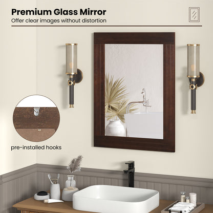 Wood Framed Wall Mirror, For Bedroom Living Room, Brown Wall Mirrors at Gallery Canada