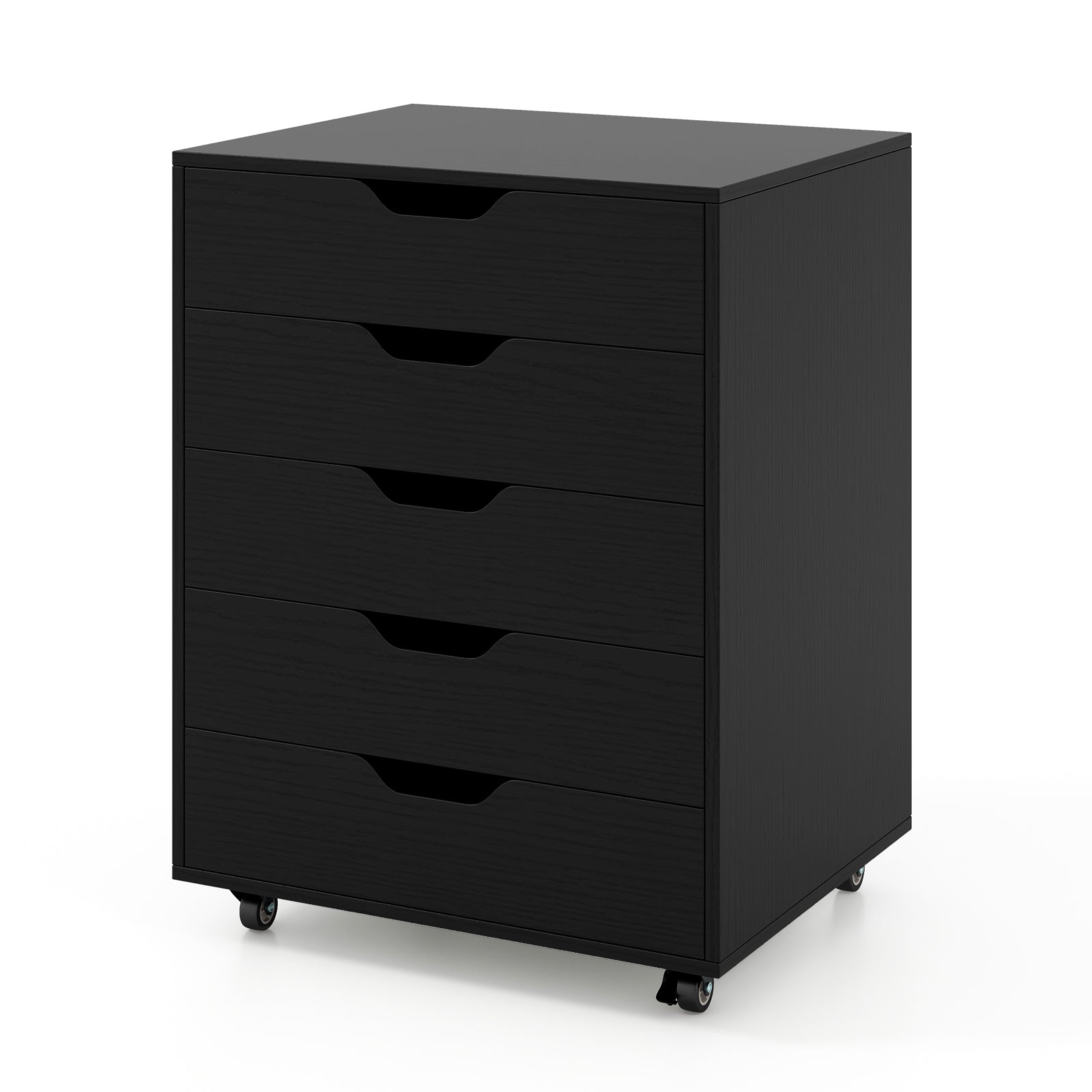 5 Drawer Mobile File Cabinet With Wheels, Black File Cabinets Black at Gallery Canada