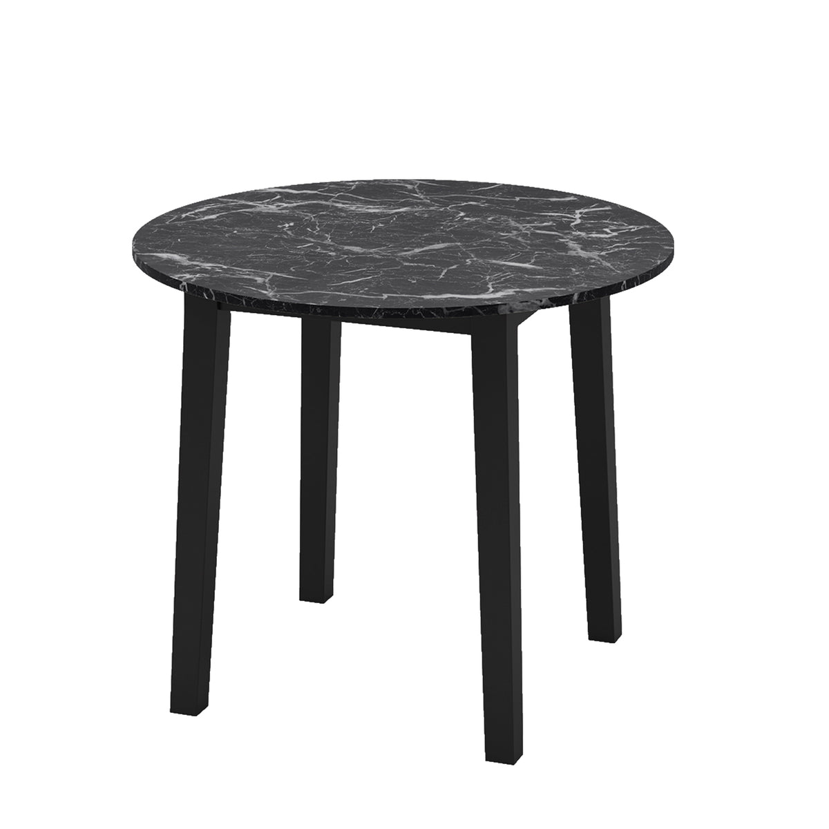 35 Inch Round Dining Table, Rubber Wood Legs, Marble Veneer Top, Black Dining Tables Black at Gallery Canada