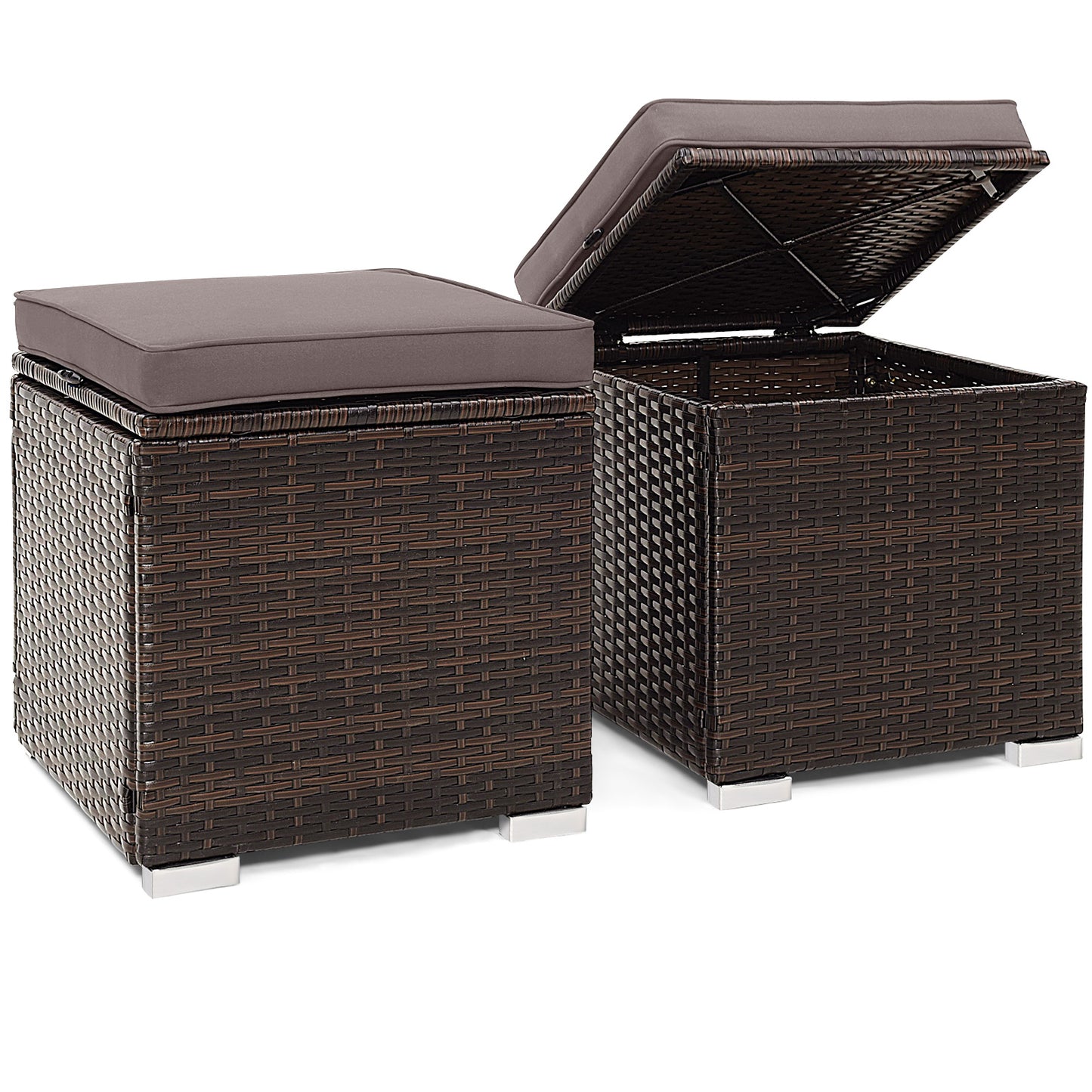 Patio Ottoman With Removable Cushions, 2 Pieces, Gray Outdoor Seating & Patio Chairs at Gallery Canada