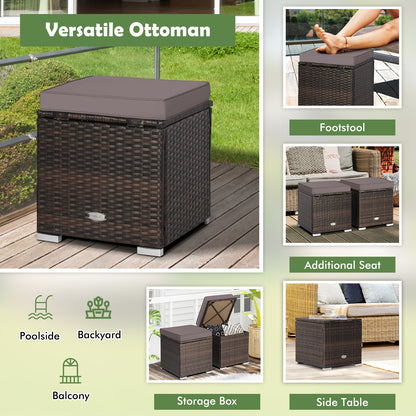 Patio Ottoman With Removable Cushions, 2 Pieces, Gray Outdoor Seating & Patio Chairs at Gallery Canada