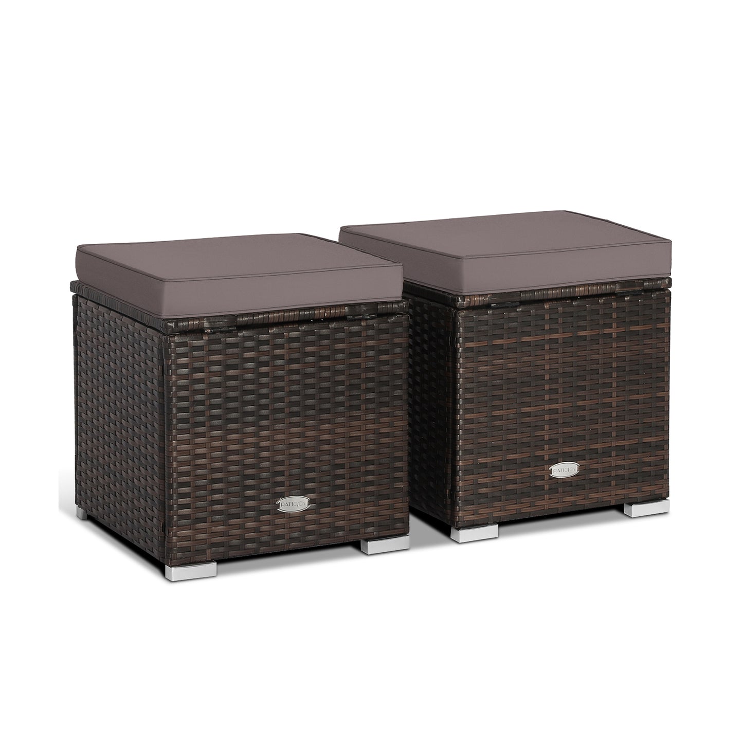 Patio Ottoman With Removable Cushions, 2 Pieces, Gray Outdoor Seating & Patio Chairs at Gallery Canada
