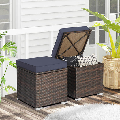 Patio Ottoman With Removable Cushions, Navy Outdoor Seating & Patio Chairs at Gallery Canada