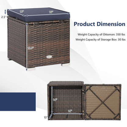 Patio Ottoman With Removable Cushions, Navy Outdoor Seating & Patio Chairs at Gallery Canada