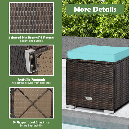 Patio Ottoman, 2 Pieces, Removable Cushions, Turquoise Outdoor Seating & Patio Chairs at Gallery Canada