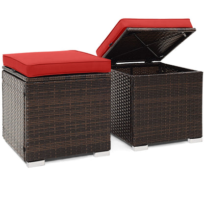 Patio Ottoman With Removable Cushions, 2 Pieces, Red Outdoor Seating & Patio Chairs Red at Gallery Canada