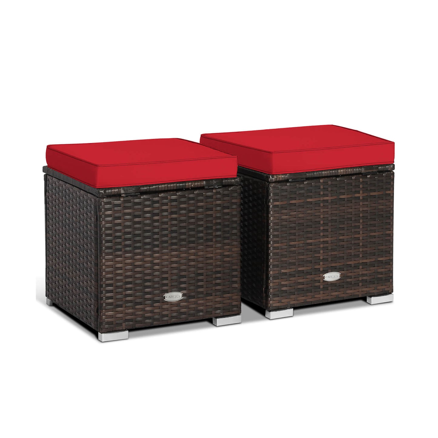 Patio Ottoman With Removable Cushions, 2 Pieces, Red Outdoor Seating & Patio Chairs at Gallery Canada