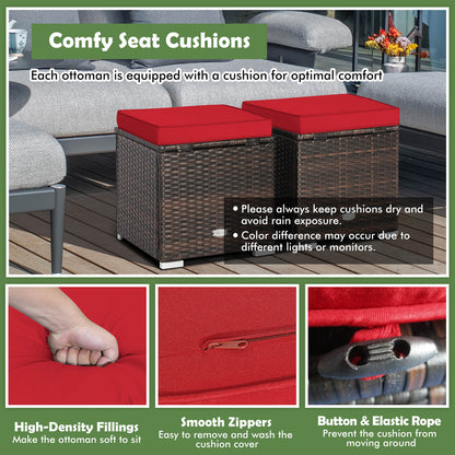 Patio Ottoman With Removable Cushions, 2 Pieces, Red Outdoor Seating & Patio Chairs at Gallery Canada