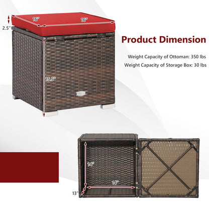 Patio Ottoman With Removable Cushions, 2 Pieces, Red Outdoor Seating & Patio Chairs at Gallery Canada
