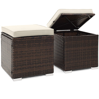 2 Piece Patio Ottoman, Removable Cushions, White Outdoor Seating & Patio Chairs at Gallery Canada