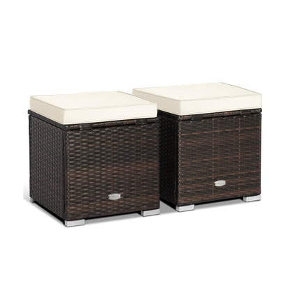 2 Piece Patio Ottoman, Removable Cushions, White Outdoor Seating & Patio Chairs at Gallery Canada