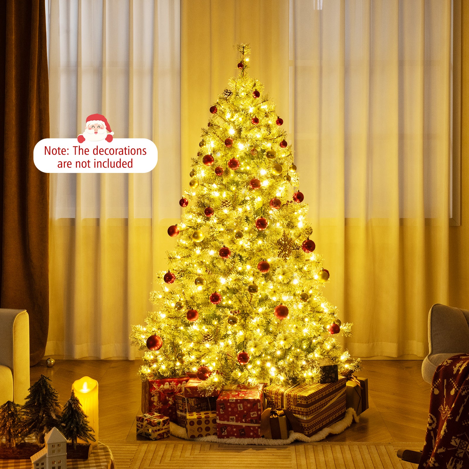 6 Ft Artificial Christmas Tree, Pre-Lit Hinged Holiday Tree, Green Christmas Tree at Gallery Canada