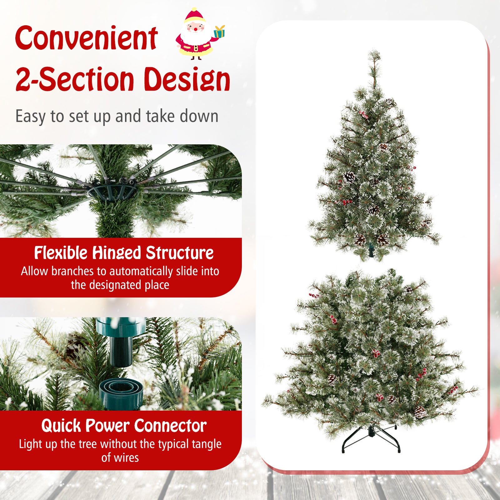 6 Ft Artificial Christmas Tree, Pre-Lit Hinged Holiday Tree, Green Christmas Tree at Gallery Canada