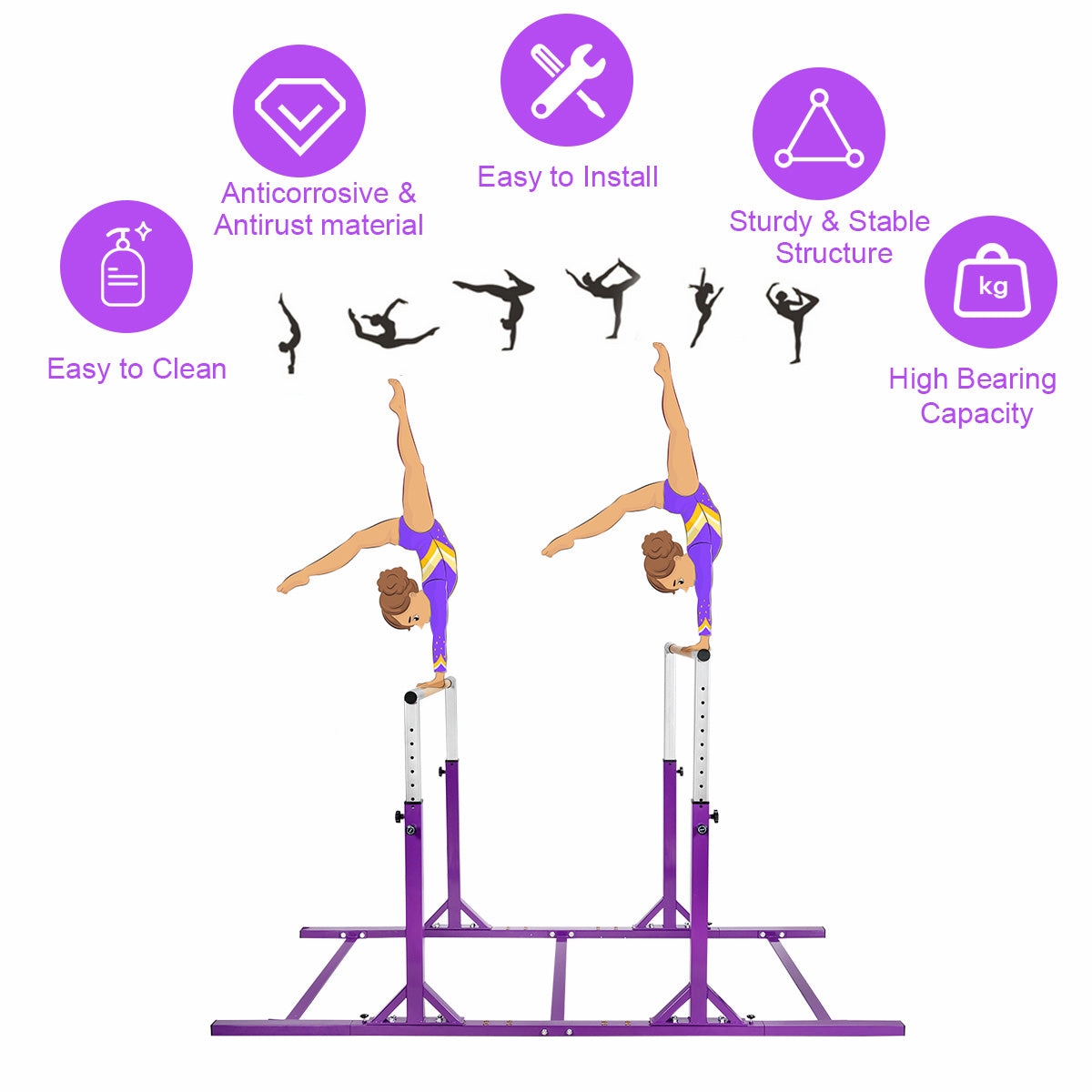 Kids Gymnastic Training Parallel Bars, Adjustable, Purple Toy Sports at Gallery Canada