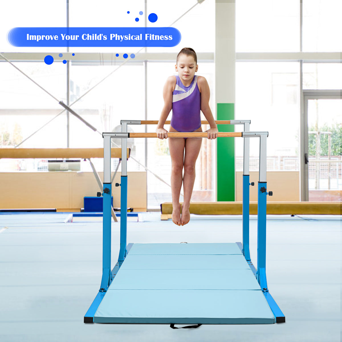 Kids Double Horizontal Bars, Adjustable Parallel Bars, Blue Toy Sports at Gallery Canada