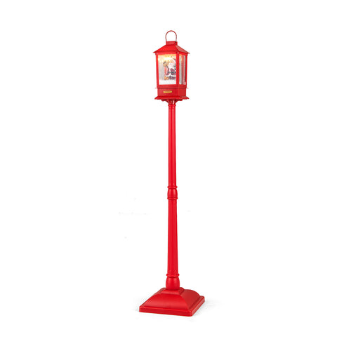 61 Inch Christmas Musical Street Lamp Post, Detachable Snow Globe Lantern, Red