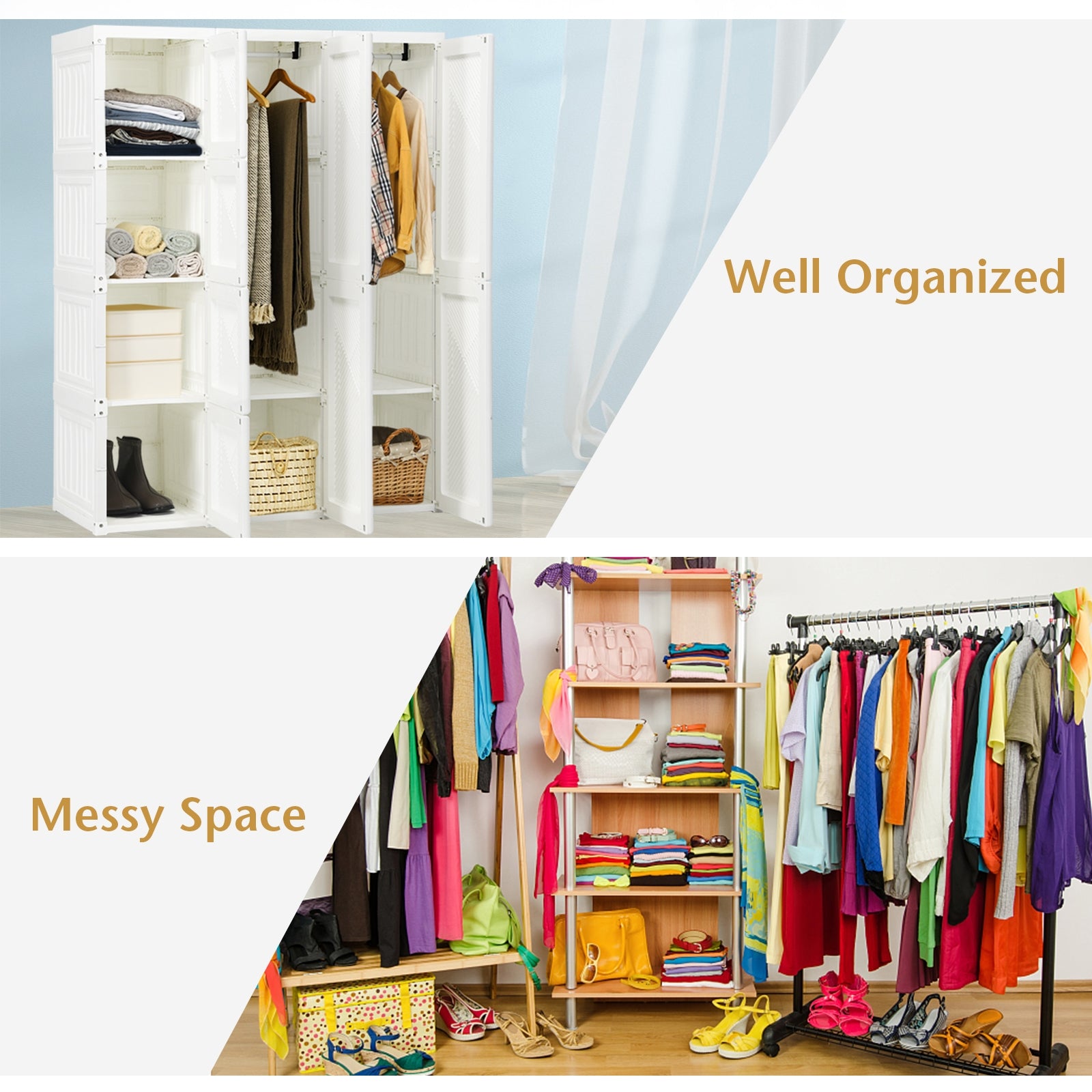 Foldable Closet Organizer, 8 Cubby Storage, White Clothing & Closet Storage at Gallery Canada