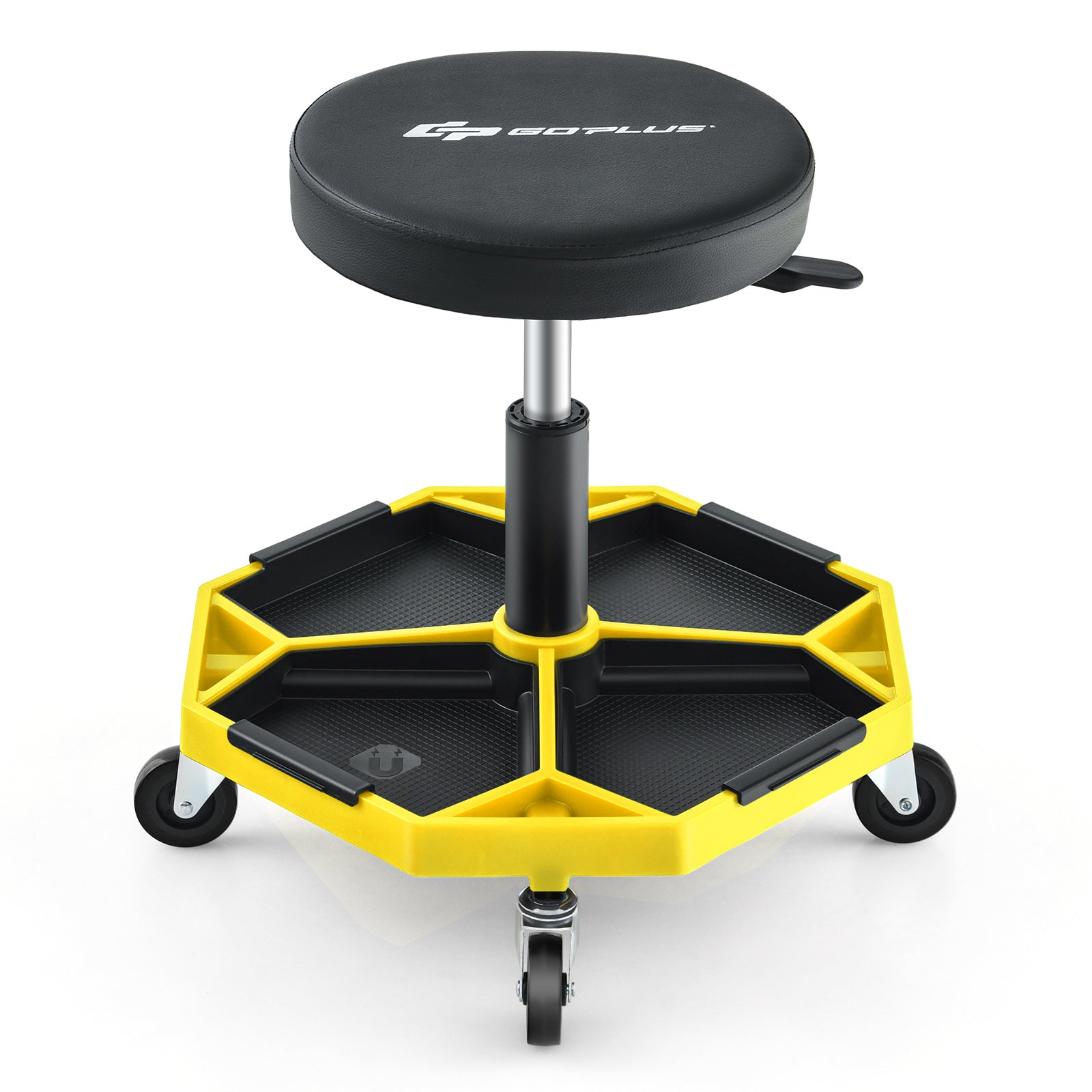 330 LBS Pneumatic Rolling Mechanic Stool, Padded Seat, Yellow Garages Yellow at Gallery Canada