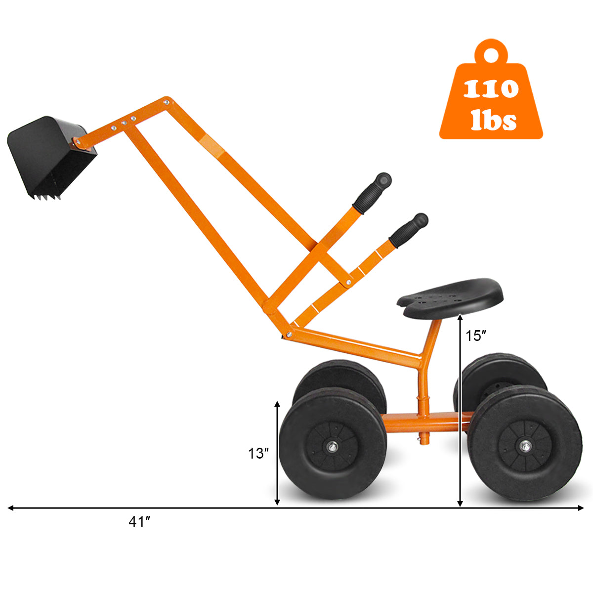 Heavy Duty Kid Ride-On Sand Digger Excavator, Orange Sandboxes at Gallery Canada
