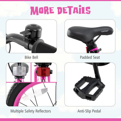 16 Inch LED Kids Bike With Training Wheels, Pink Kids Bike at Gallery Canada