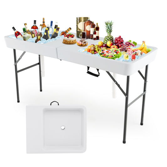 5 FT Folding Ice Cooler Table, Double Sinks, White Camping Furniture White at Gallery Canada