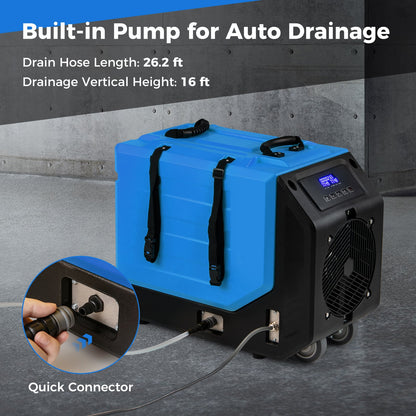 Commercial Dehumidifier With Pump, 190 PPD, Blue Dehumidifiers at Gallery Canada