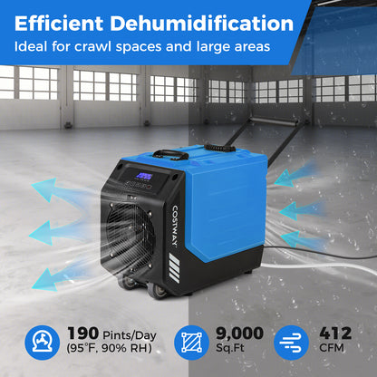 Commercial Dehumidifier With Pump, 190 PPD, Blue Dehumidifiers at Gallery Canada