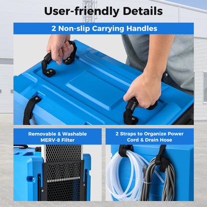 Commercial Dehumidifier With Pump, 190 PPD, Blue Dehumidifiers at Gallery Canada