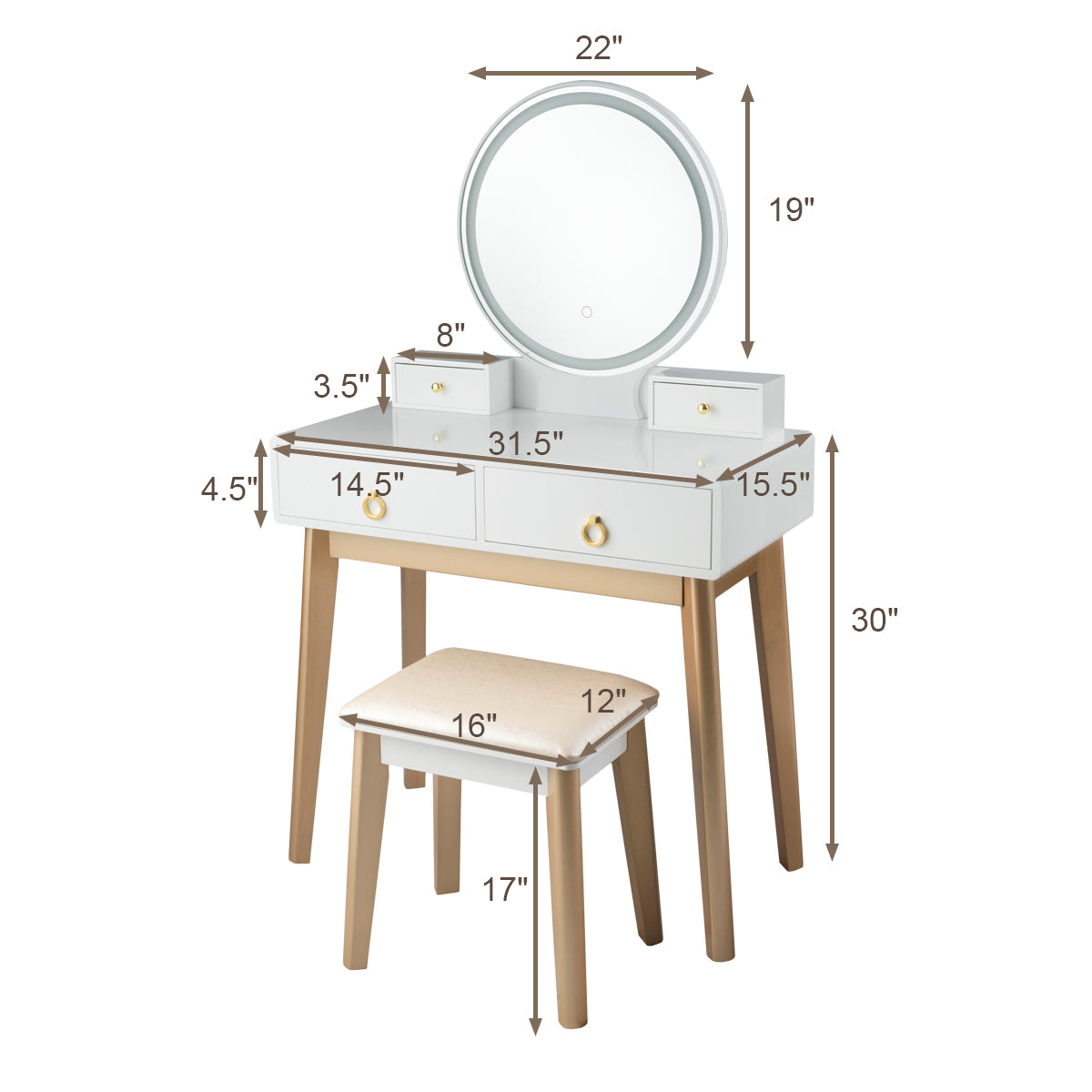 Makeup Vanity Table With Lighting, White Makeup Vanities at Gallery Canada