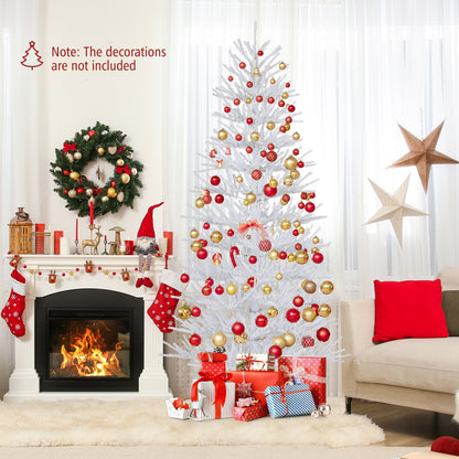 7 FT Pre-lit Artificial Christmas Tree, Hinged, 820 Coral Tips, White Christmas Tree at Gallery Canada