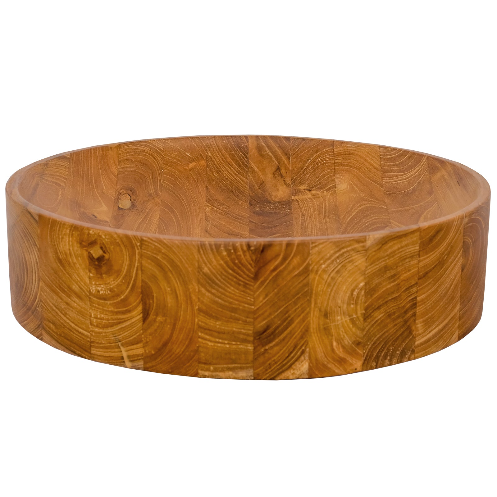 16 Inch Teak Wood Washbasin, Natural, Smooth Finish, Rounded Corners Bathroom Sinks at Gallery Canada