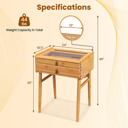 Bamboo Makeup Vanity Table With Stool, Rotating Mirror, Natural Makeup Vanities at Gallery Canada