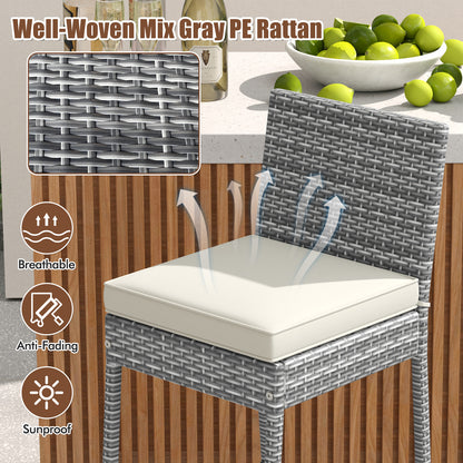 Set Of 2 Patio Wicker Barstools, Soft Cushion, Cozy Footrest, Gray Patio Bar Furniture at Gallery Canada
