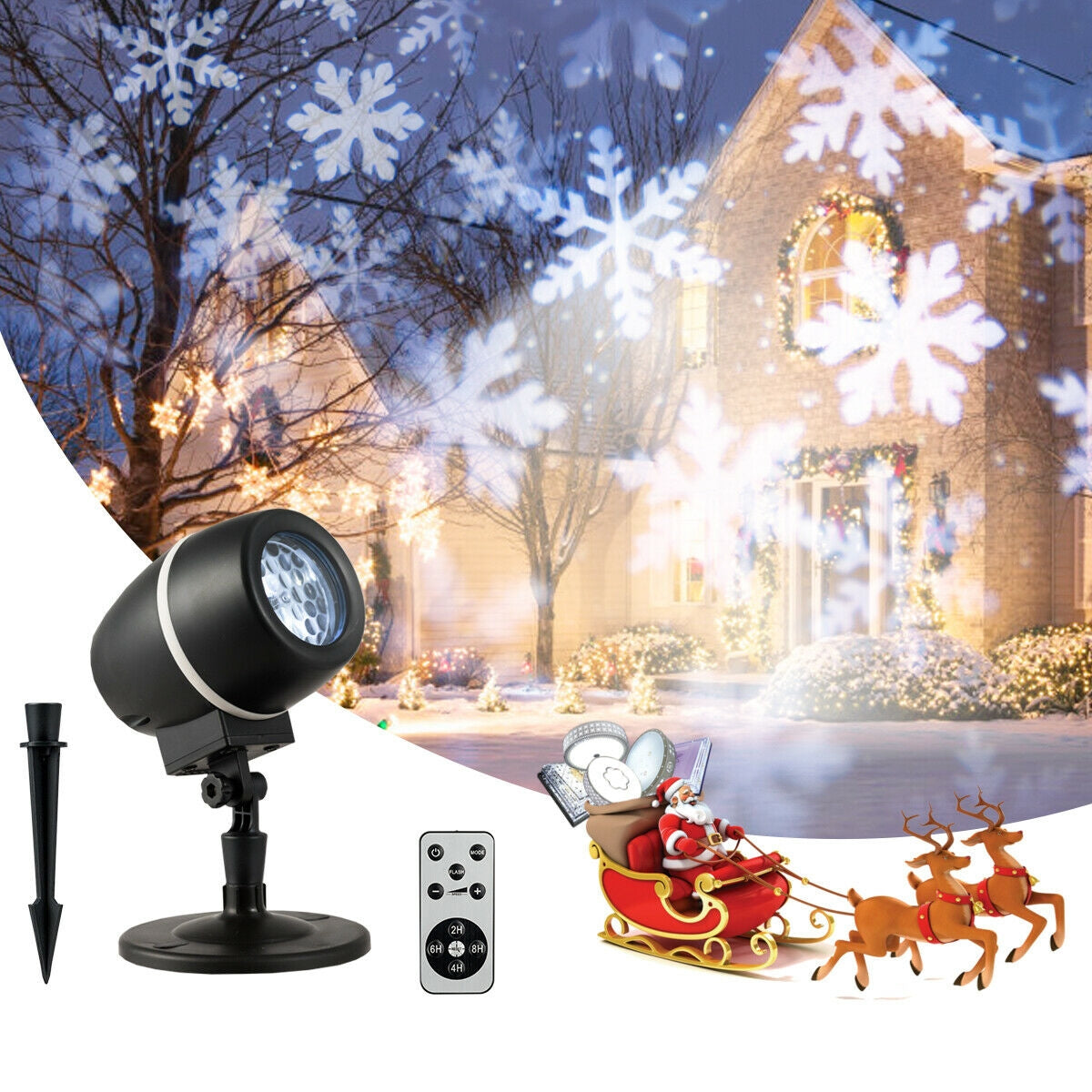 Outdoor Waterproof Christmas Snowflake LED Projector Lights, Black Christmas Decor & Accessories at Gallery Canada