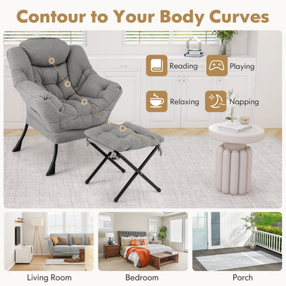 Modern Accent Chair, Folding Footrest, Head Pillow, Gray Accent Chairs at Gallery Canada